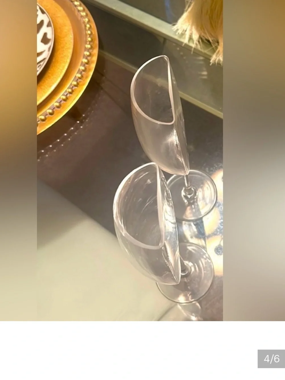 Set of 2 Clear Half Wine Glasses - Elegant Stemware